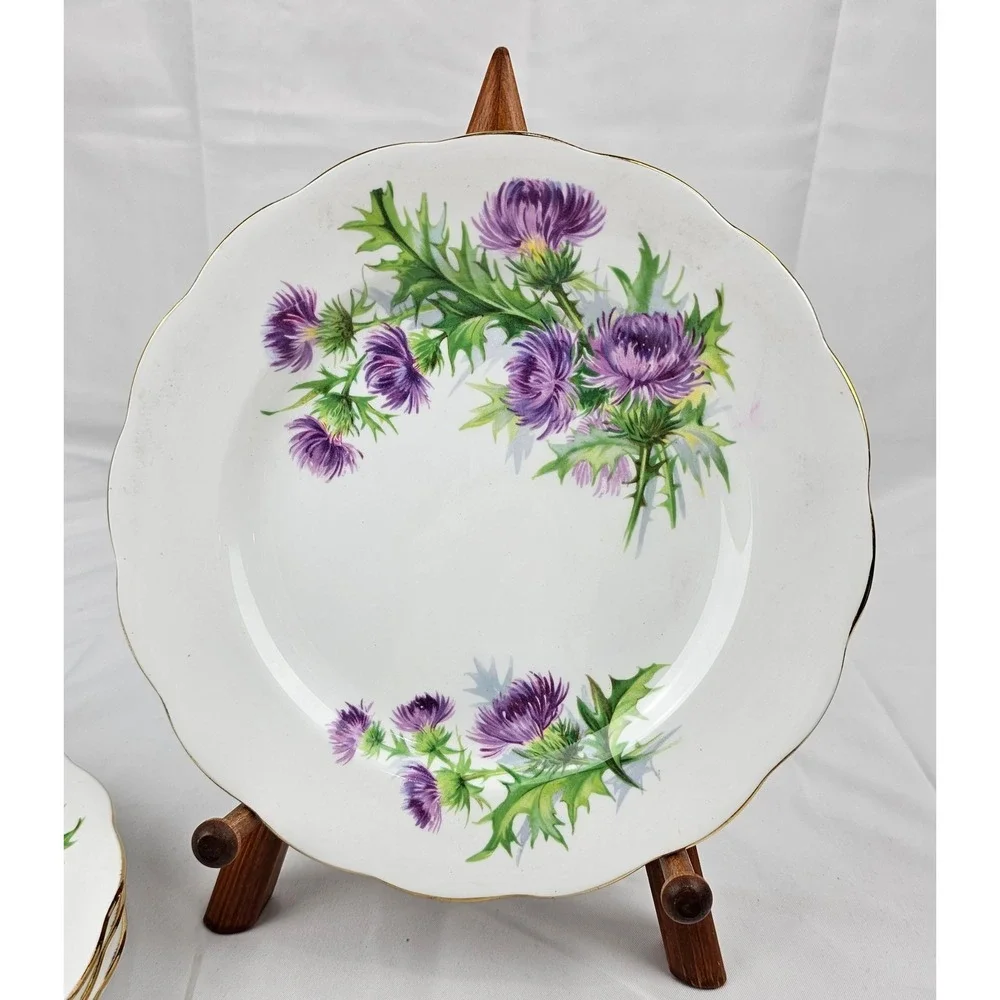 Royal Standard Bone China England Scots Emblem Floral Plates Set of‎ 4